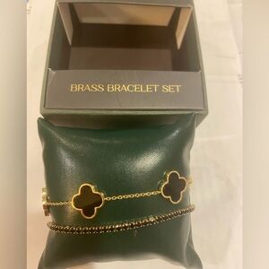 Maison KITSUNE men’s DUO 5-motif black + gold frame Clover Alhambra Bracelet set